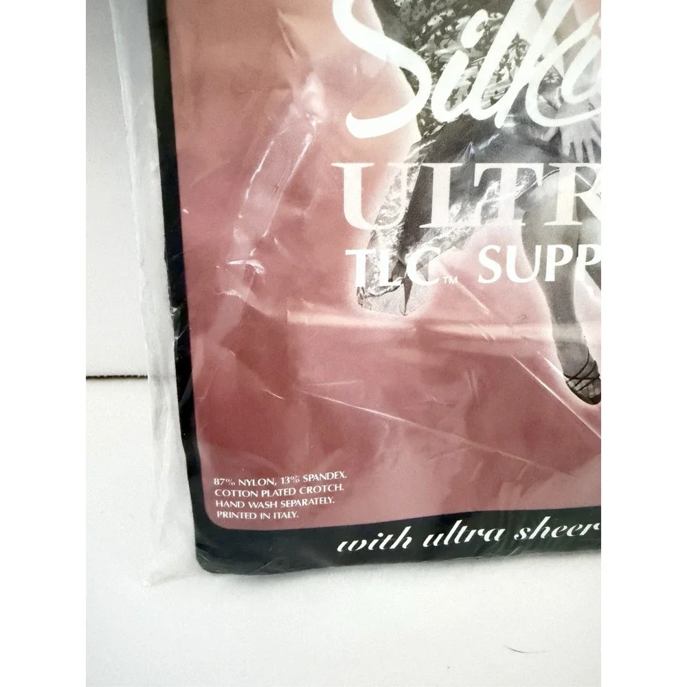 Vntg Silkies Ultra TLC Support Navy Blue Ultra Sheer Legs ITALY , SZ Queen XL